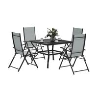 Outsunny 5 PCs Garden Dining Set, Folding Chairs and Metal Top Table, Grey, Grey