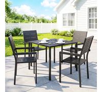 Outsunny 5 Pieces Garden Dining Set, Outdoor Furniture with HDPE Table