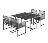 Outsunny 5 Pieces Garden Dining Set, Outdoor Patio Cube Set, 4 Seater Outdoor Table and Chairs with Foldable Backrest, Light Grey