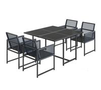 Outsunny 5 Pieces Garden Dining Set, Outdoor Patio Cube Set, 4 Seater Outdoor Table and Chairs with Foldable Backrest, Dark Grey