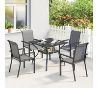 Outsunny 5 Pieces Outdoor Dining Set for 4, Patio Furniture Set, Dark Grey