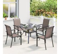 Outsunny 5 Pieces Outdoor Dining Set for 4, Grey and Khaki