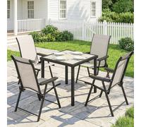 Outsunny 5 Pieces Outdoor Dining Set, Garden Dining Set for 4 - Brown - 1 table + 4 chairs