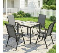 Outsunny 5 Pieces Outdoor Dining Set, Garden Dining Set for 4, Grey