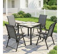 Outsunny 5-Piece Outdoor Dining Set – Garden Set for 4, Grey, 80 x 80 cm (1 Table + 4 Chairs)