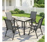 Outsunny 5 Pieces Outdoor Dining Set, Garden Dining Set for 4 - Grey - 1 table + 4 chairs