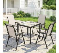 OUTSUNNY 5 Pieces Outdoor Dining Set, Garden Dining Set for 4 in Beige | Size: 80 cm x 80 cm Outsunny Beige 80 cm x 80 cm