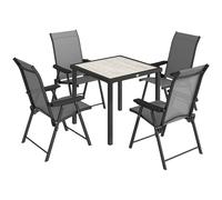 Outsunny 5 Pieces Outdoor Dining Set, Garden Dining Set for 4 with Square Table and Folding Chairs, Grey