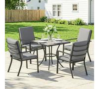 Outsunny 5 Pieces Outdoor Dining Set with Cushions, Garden Dining Set for 4 - Galvanised steel, Polyester - 5-piece set - Table: 80 x 80 x 72 cm, Chair: 58 x 72 x 92 cm