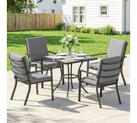 Outsunny 5 Pieces Outdoor Dining Set with Cushions, Garden Dining Set for 4 - Galvanised steel, Polyester - 5-piece set - Table: 80 x 80 x 72 cm, Chair: 58 x 72 x 92 cm