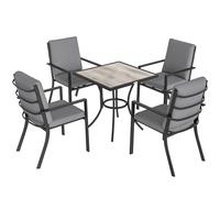 Outsunny 5 Pieces Outdoor Dining Set with Cushions, Garden Dining Set for 4 with Square Table and Stackable Chairs
