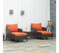 Outsunny 5 Pieces Patio Furniture Set Wicker Conversation Set Grey - Brown - PE Rattan, Steel - 71cmx67cmx75cm