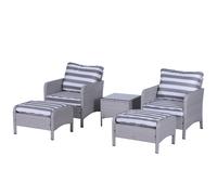 Outsunny 5 Pieces Outdoor Patio Furniture Set Wicker Conversation Set Grey