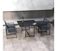 Outsunny 5 Pieces Patio Dining Set Outdoor Table And Chairs Space-Saving Dark Grey Dark Grey