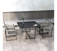 Outsunny 5 Pieces Patio Dining Set with Foldable Back, Light Grey, Grey