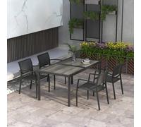 OUTSUNNY 5 Pieces Patio Dining Set with 4 Stackable Chairs in Grey Outsunny Grey