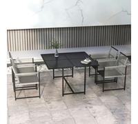 Outsunny 5 Pieces Patio Dining Set with Foldable Back, Dark Grey - Light Grey - Steel - 120L x 120W x 72Hcm