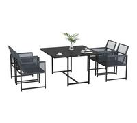 Outsunny 5 Pieces Patio Dining Set with Foldable Back for Poolside, Dark Grey