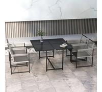 Outsunny 5 Pieces Patio Dining Set With Foldable Back, Light Grey
