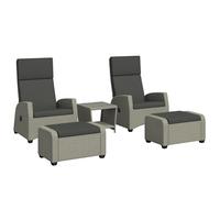 Outsunny 5 Pieces PE Rattan Garden Furniture Set, Wicker Outdoor Furniture Set with Reclining Chairs, Coffee Table, Footstools and Thick Cushions for Balcony, Patio, Charcoal Grey Grey