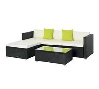 OUTSUNNY 5 Pieces Rattan Sofa Set Wicker Sectional Furniture Cushion Black Brown Grey Outsunny Black