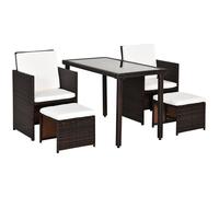 Outsunny 5Pcs Rattan Garden Furniture Wicker Weave Sofa Set Table Chair Footrest, Brown