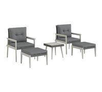 Outsunny 5 Pieces Rattan Patio set with Acacia Wood Top Coffee Table | TJ Hughes