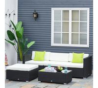 Outsunny 5 Pieces Rattan Sofa Set Wicker Sectional Cushion Patio In Black Black