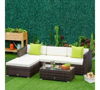 Outsunny 5 Pieces Rattan Sofa Set Wicker Sectional Cushion Patio Brown Garden