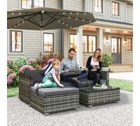 Outsunny 5 Pieces Rattan Sofa Set Wicker Sectional Cushion Patio Grey Garden