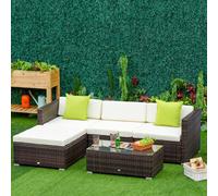 Outsunny 5 Pieces Rattan Sofa Set Wicker Sectional Cushion Patio In Brown Brown
