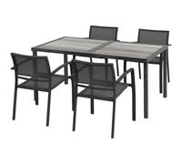Outsunny 5 Pieces Space-Saving Patio Dining Set With 4 Stackable Chairs Grey