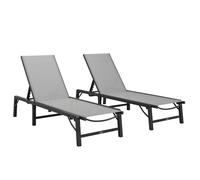 Outsunny 5-Position Adjustable Folding Garden Sun Lounger, Space-Saving Reclining Patio Chaise Bed for Beach & Camping, Light Grey Aosom UK