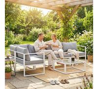 Outsunny 5 Seater Aluminium Garden Furniture Set w/ Table, Light Grey