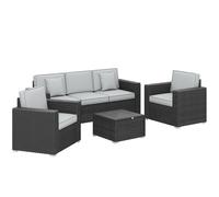 Outsunny 5 Seater Rattan Garden Furniture Set with Wide Armrests, Cushions, Pillows for Patio, Dark Grey