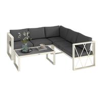 Outsunny 5 Seater Sectional Outdoor Sofa Set with Loveseats for Garden Grey, Grey