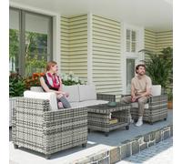 Outsunny 5 Seater Wicker Outdoor Furniture Set for Balcony, Light Grey