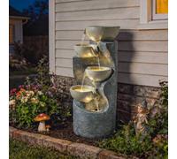 Outsunny 5 Tier Garden Water Feature, Outdoor Water Fountain With Led Lights Multi