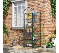 Outsunny 5 Tier Mini Greenhouse Grow House W/ Roll Up Door, Green