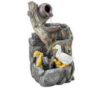 Outsunny 5-Tier Outdoor Waterfall Fountain, Freestanding Self-Contained Cascading Water Feature Garden Landscape