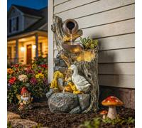OUTSUNNY 5-Tier Outdoor Waterfall Fountain, Water Feature with LED Lights Outsunny Multicolor