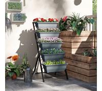 OUTSUNNY 5-Tier Raised Garden Bed, Ladder Planter with 5 Removable Boxes in Grey Outsunny Grey