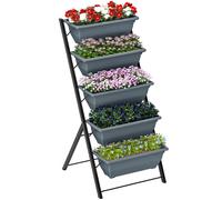 5-Tier Raised Garden Bed, Ladder Planter with 5 Removable Boxes Outsunny Grey One Size