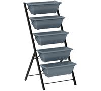 Outsunny 5-Tier Raised Garden Bed, Vertical Ladder Plant Stand with 5 Removable Boxes, Drainage Holes and Plugs, Indoor Outdoor Elevated Flower Herb Growing Box for Garden Patio Balcony, Grey