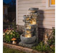 OUTSUNNY 5 Tiers Outdoor Water Fountain with LED Lights for Garden, Mixed Outsunny Multicolor