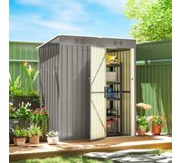Outsunny 5 X 3 Ft Lean-To Garden Shed, Outdoor Storage Shed, Light Grey