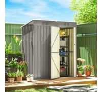 Outsunny 5 x 3 ft Lean-to Garden Shed, Outdoor Storage Shed, Light Grey - Light Grey - Galvanised Steel - 163W x 90D x 179H cm
