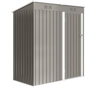 Outsunny 5 x 3 ft Lean-to Garden Shed, Outdoor Storage Shed with Lockable Door and Vents, Light Grey