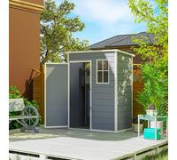 Outsunny 5' X 3' Garden Shed W/ Floor, Lockable Door, Window And Vent, Grey, Grey