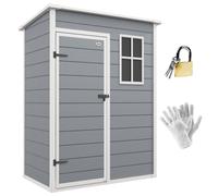 Outsunny 5' X 3' Garden Shed W/ Floor, Lockable Door, Window And Vent, Grey, Grey